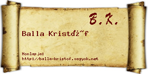 Balla Kristóf névjegykártya