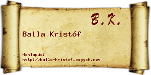 Balla Kristóf névjegykártya
